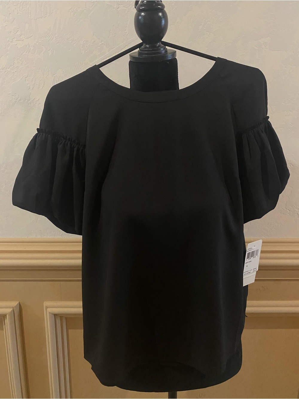 French Connection- Black Peplum Sleeve Blouse